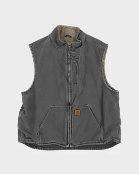 00s Carhartt Grey Workwear Fleece Lined Gilet - XL