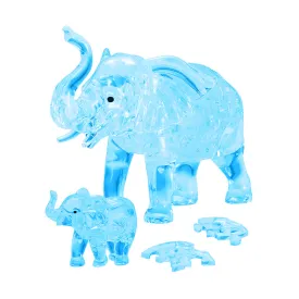 3D Crystal Puzzle - Elephant and Baby (Blue): 46 Pcs