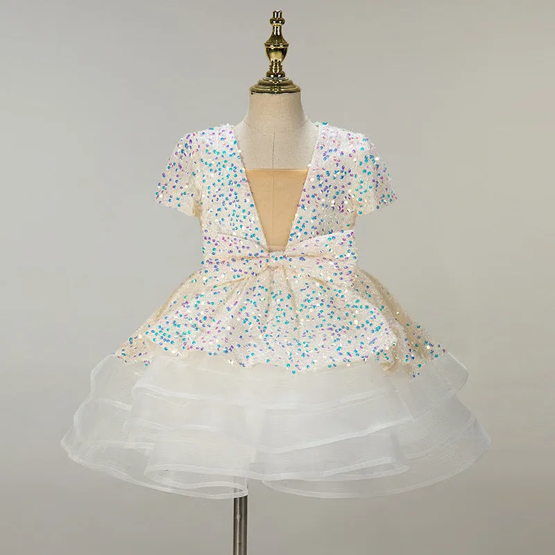 Baby Girl and Toddler Birthday Sequins  Pageant Princess Dress