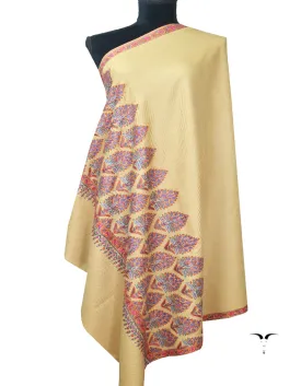 Beige Pashmina Shawl In Sozni Embroidery 6793