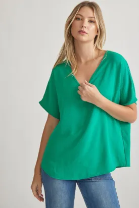 Blissful Basics V-Neck Top - Kelly Green *Regular & Curvy*