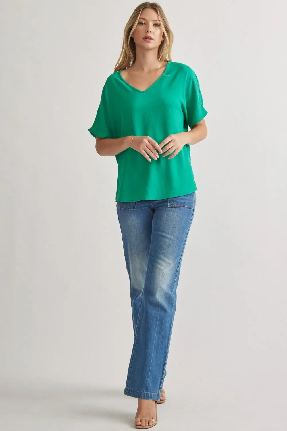 Blissful Basics V-Neck Top - Kelly Green *Regular & Curvy*