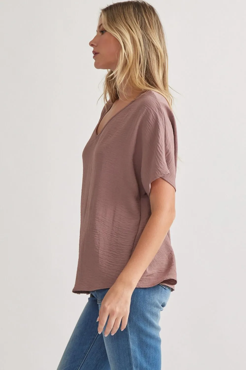 Blissful Basics V-Neck Top - Mocha *Regular & Curvy*