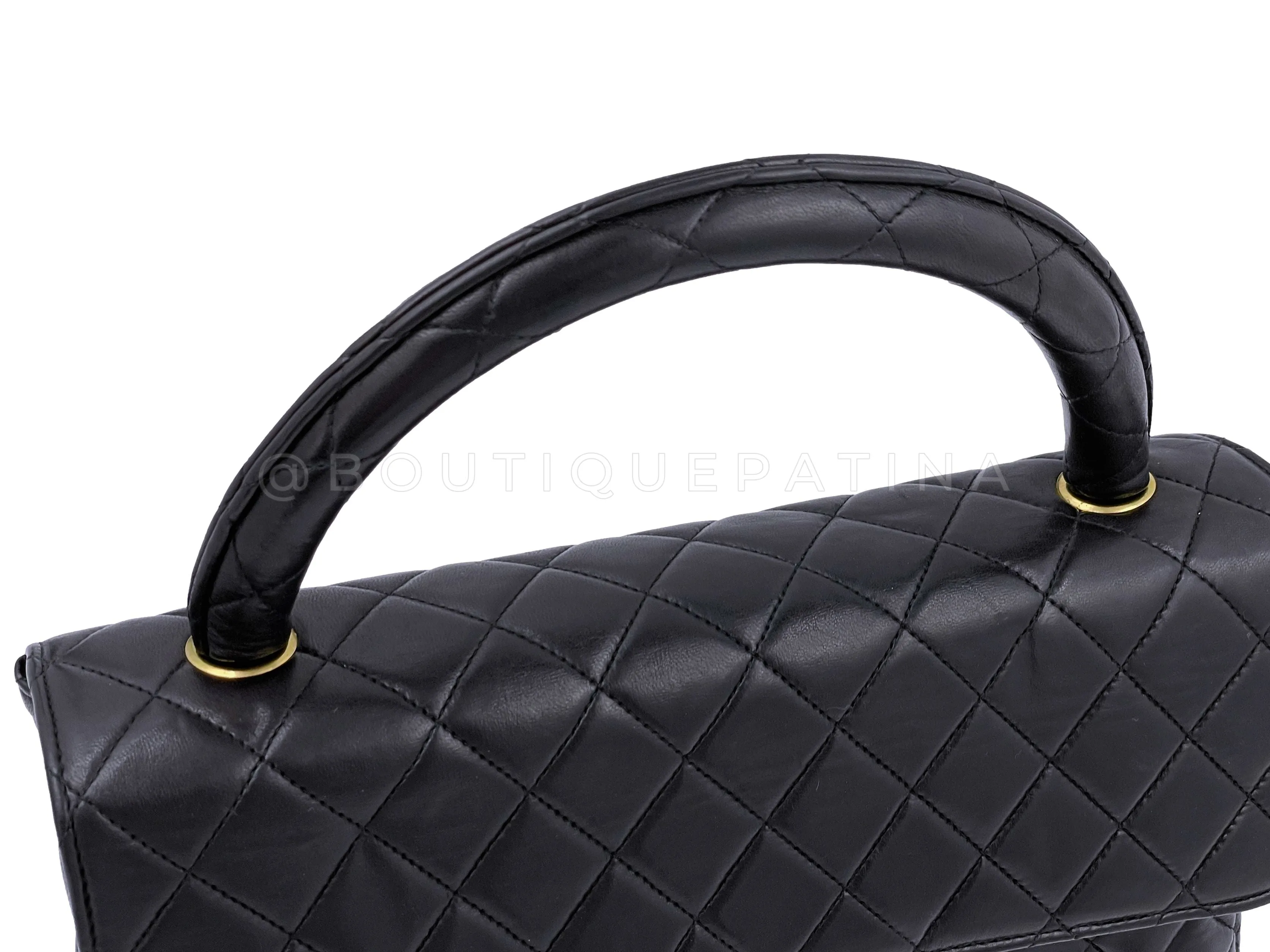 Chanel 1994 Vintage Parent Child Bag Kelly Flap Set Black 24k GHW