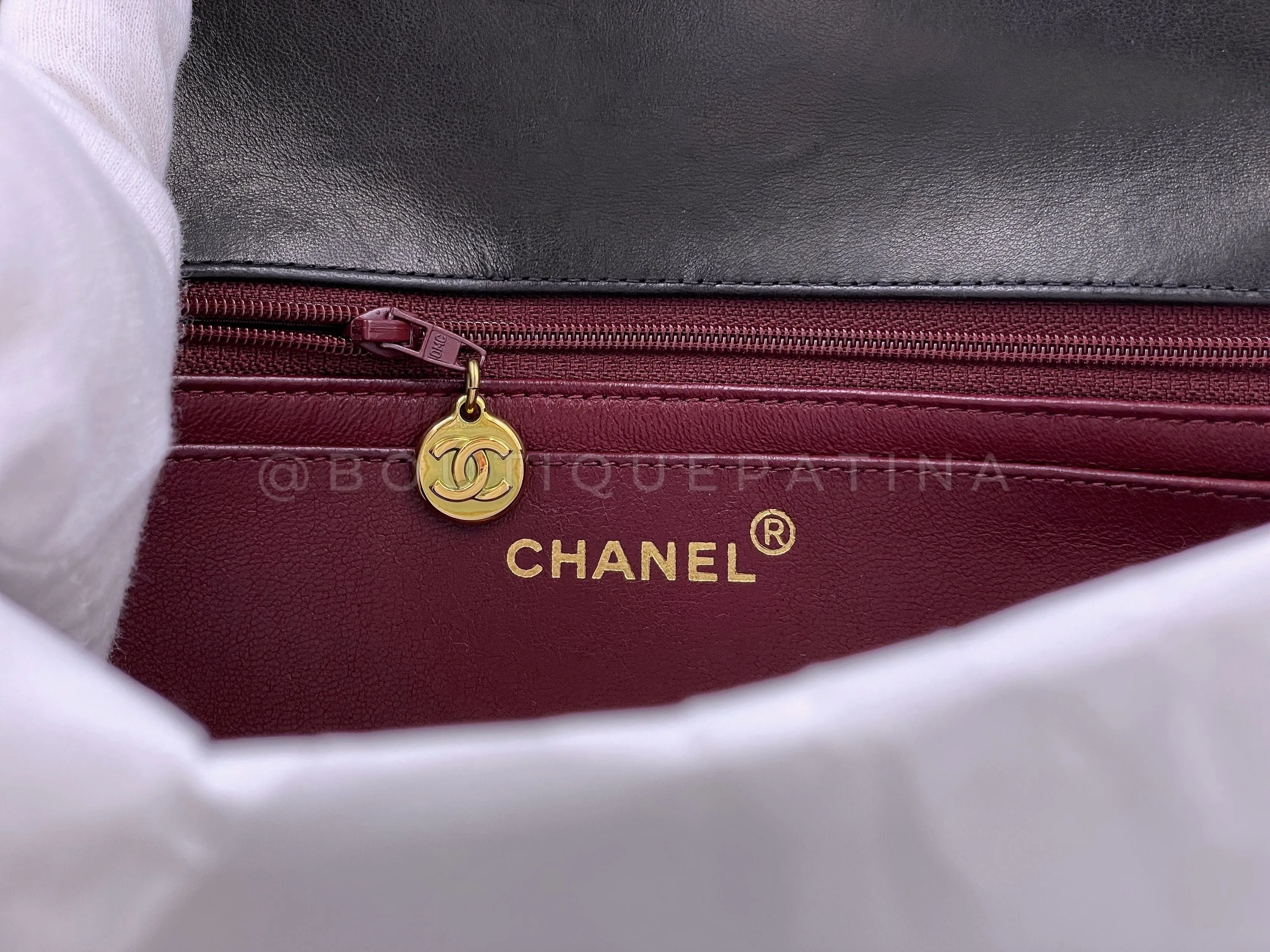 Chanel 1994 Vintage Parent Child Bag Kelly Flap Set Black 24k GHW