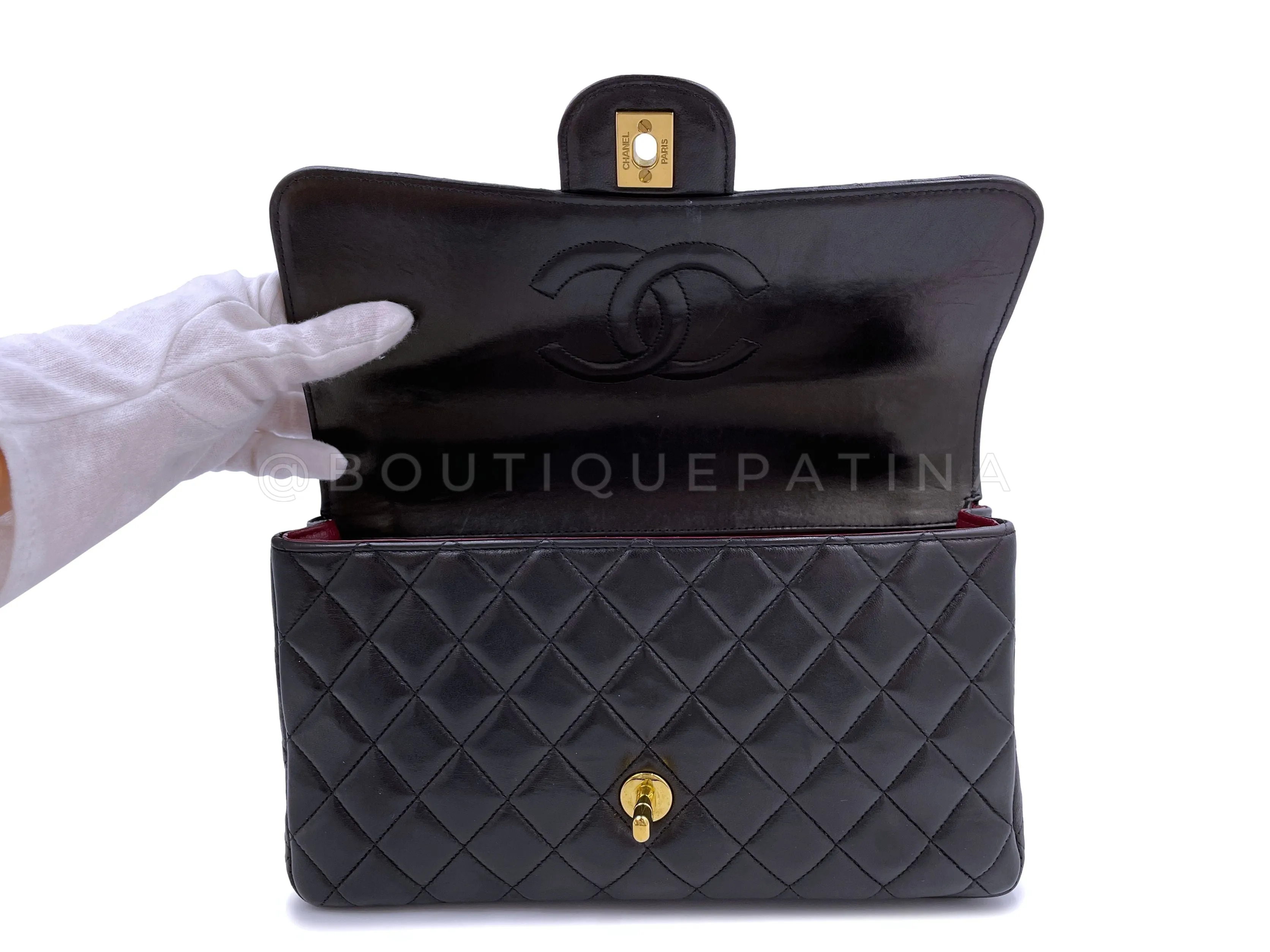 Chanel 1994 Vintage Parent Child Bag Kelly Flap Set Black 24k GHW