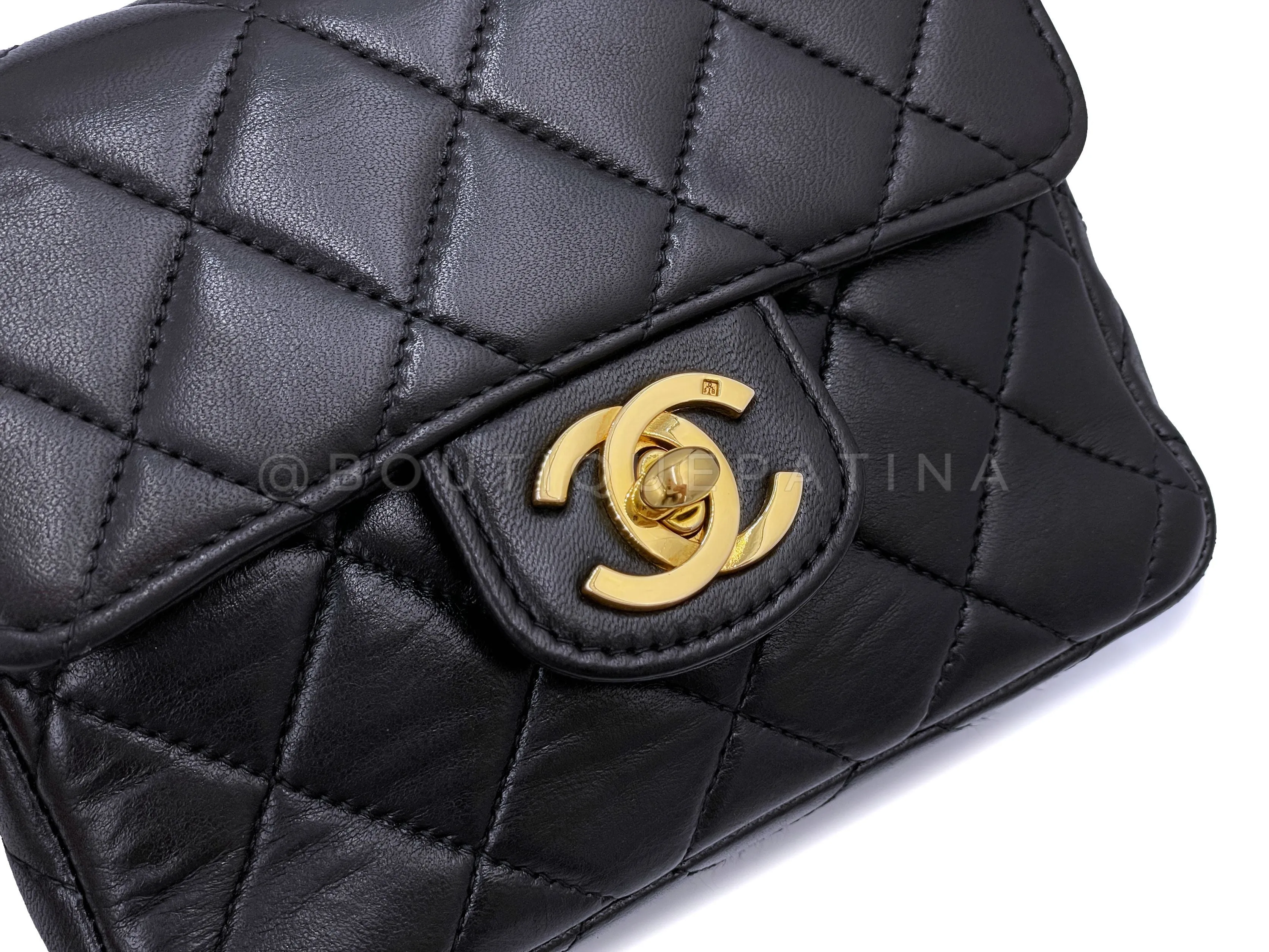 Chanel 1994 Vintage Parent Child Bag Kelly Flap Set Black 24k GHW