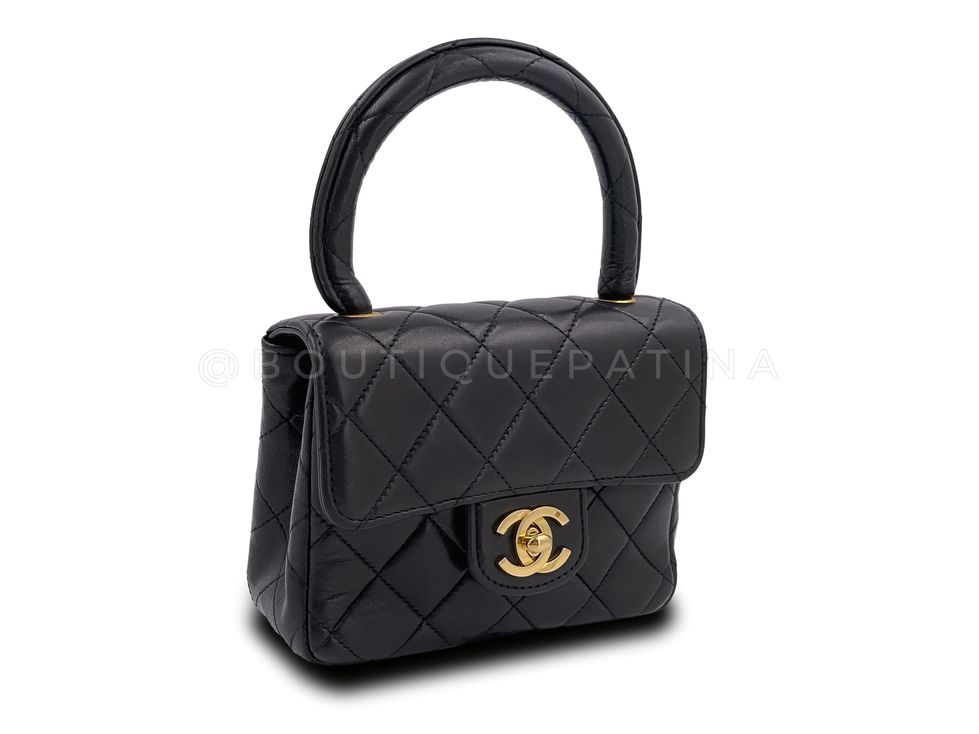 Chanel 1994 Vintage Parent Child Bag Kelly Flap Set Black 24k GHW