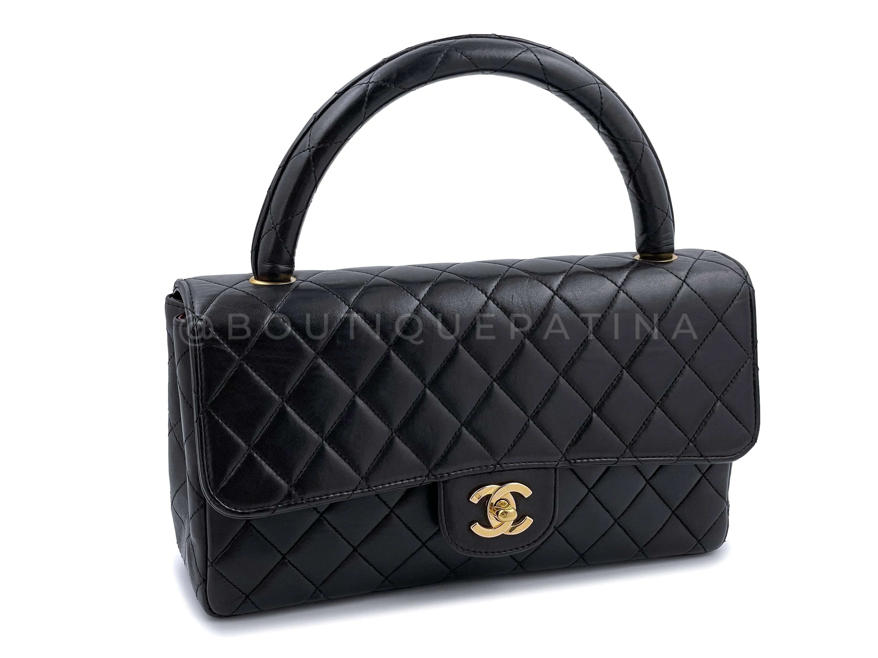 Chanel 1994 Vintage Parent Child Kelly Flap Set Black 24k GHW