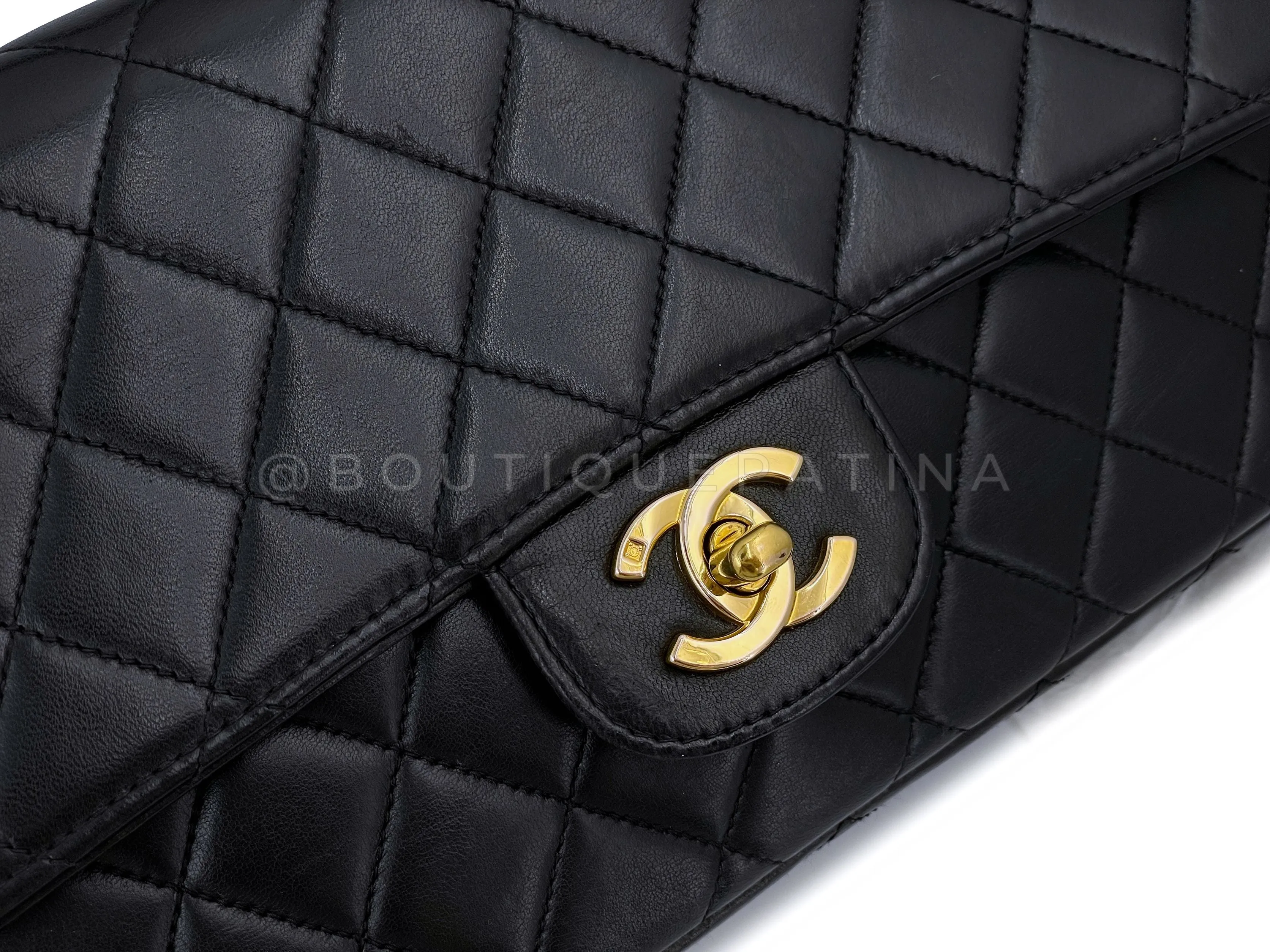 Chanel 1994 Vintage Parent Child Kelly Flap Set Black 24k GHW