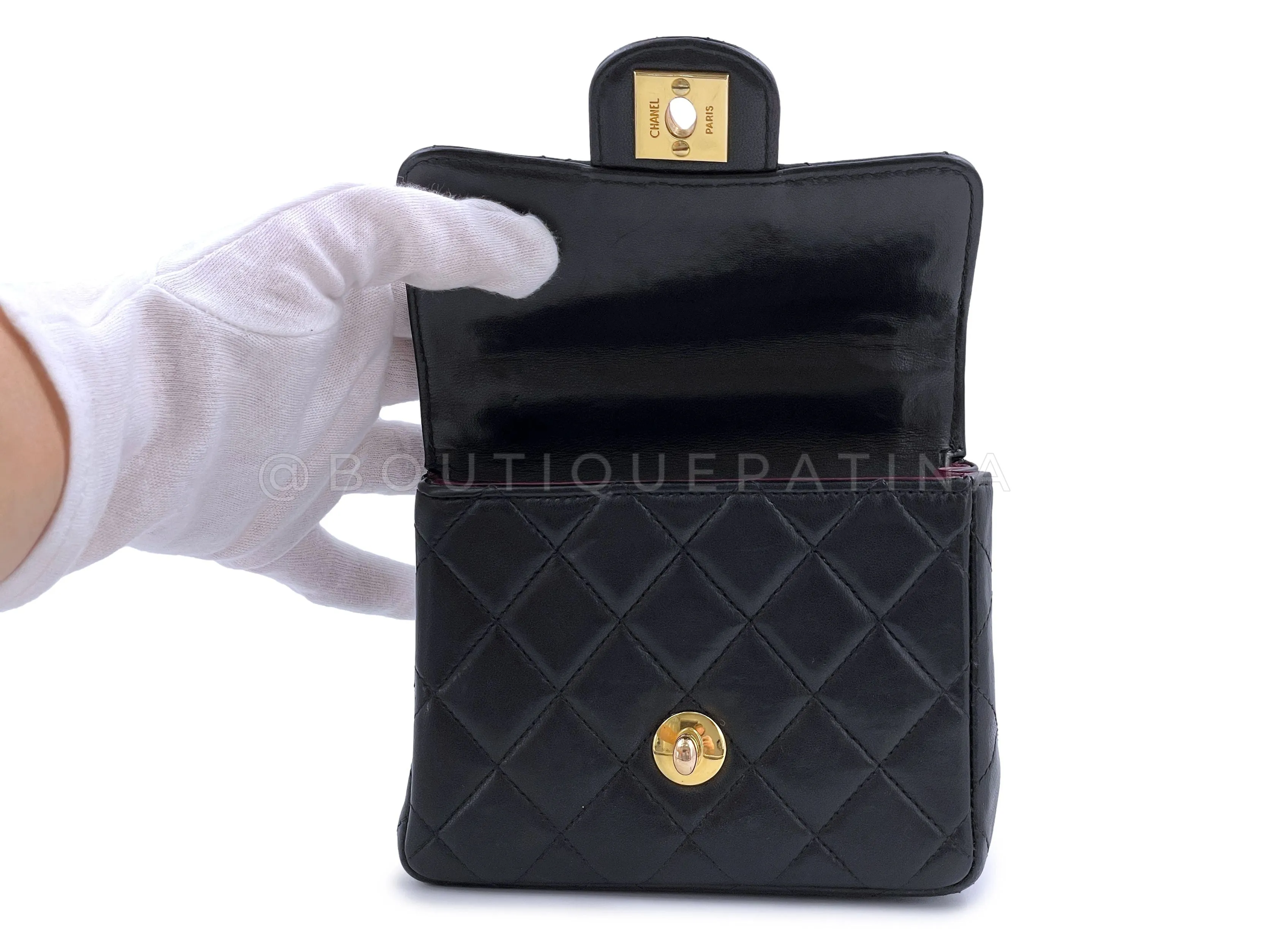 Chanel 1994 Vintage Parent Child Kelly Flap Set Black 24k GHW