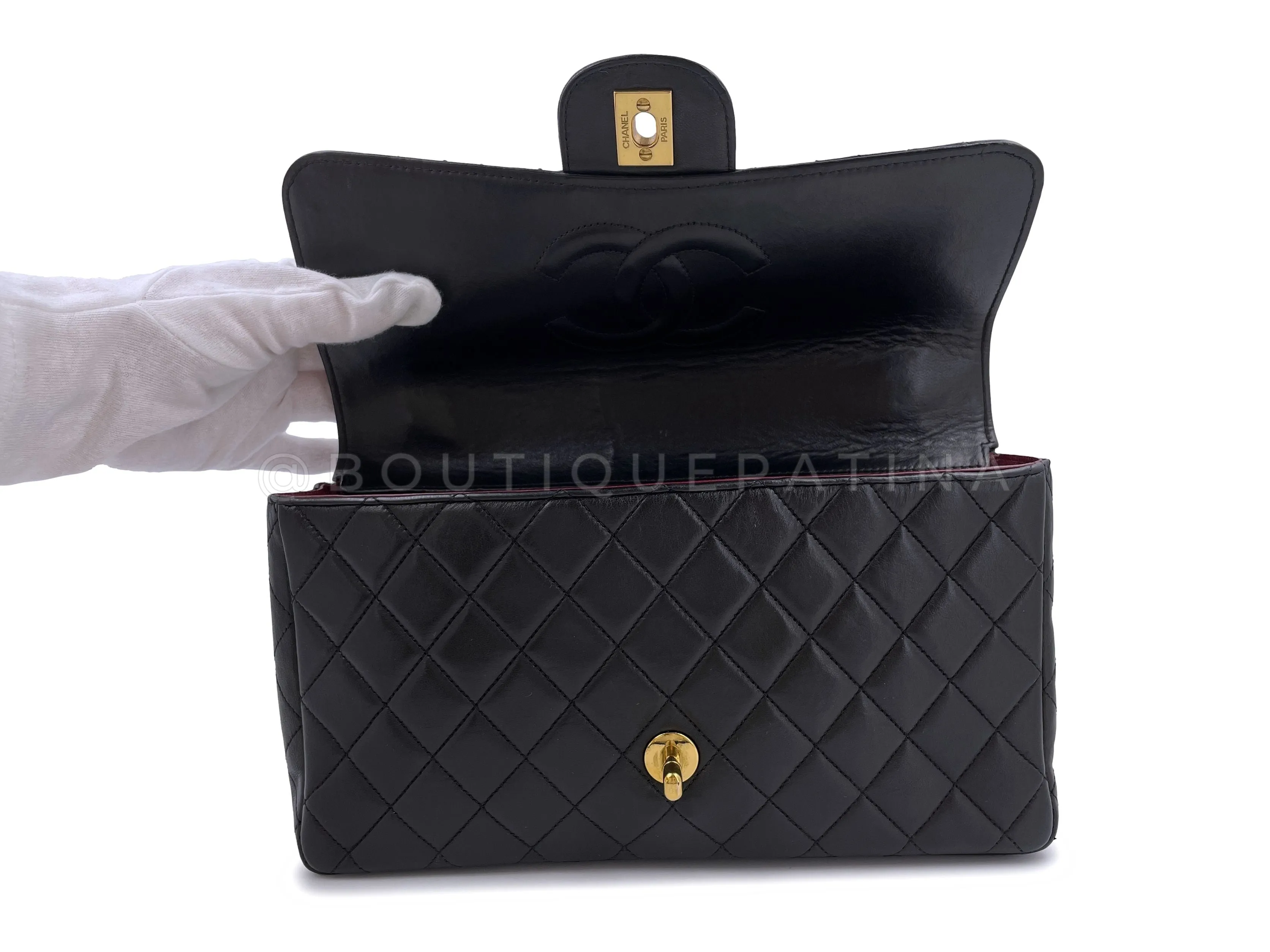 Chanel 1994 Vintage Parent Child Kelly Flap Set Black 24k GHW