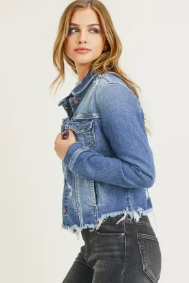 Distressed Vintage Frayed Hem Jacket