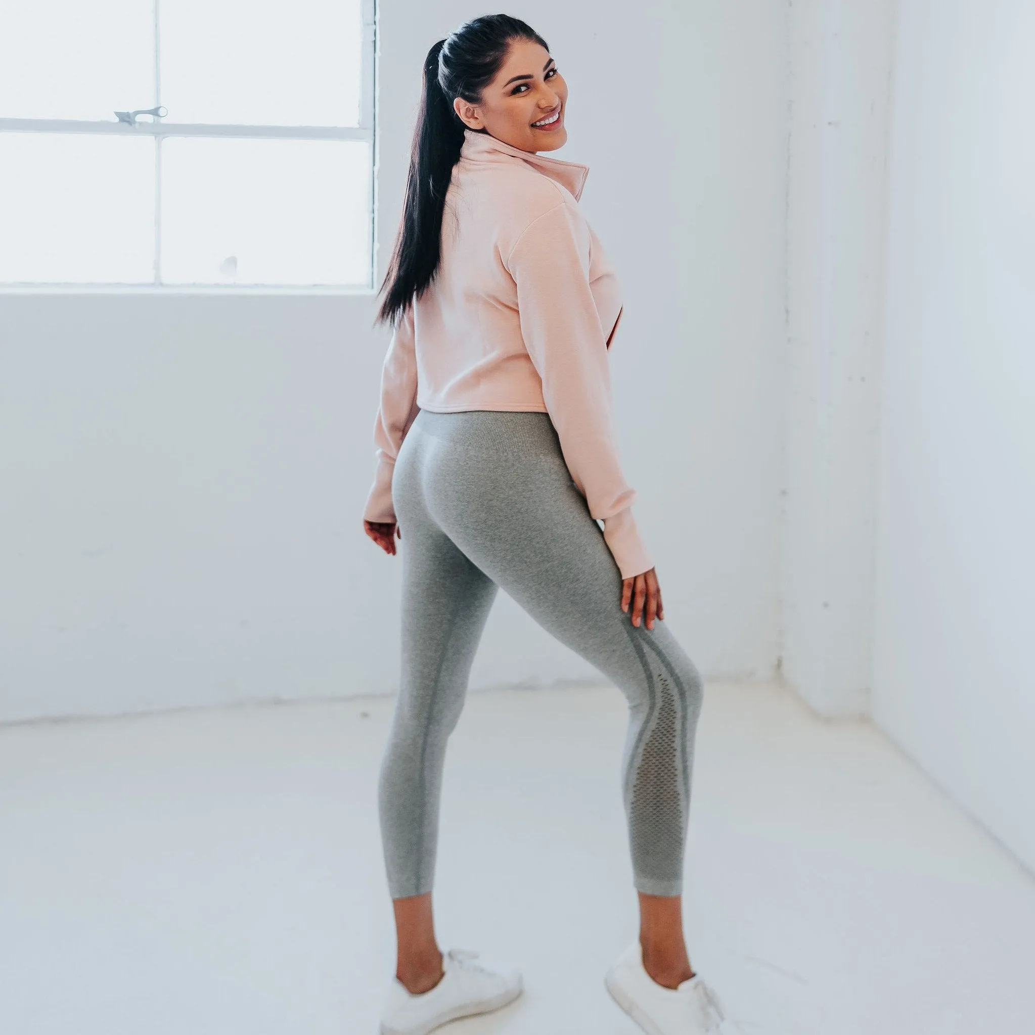 Hailey Cropped Half Zip - Blush