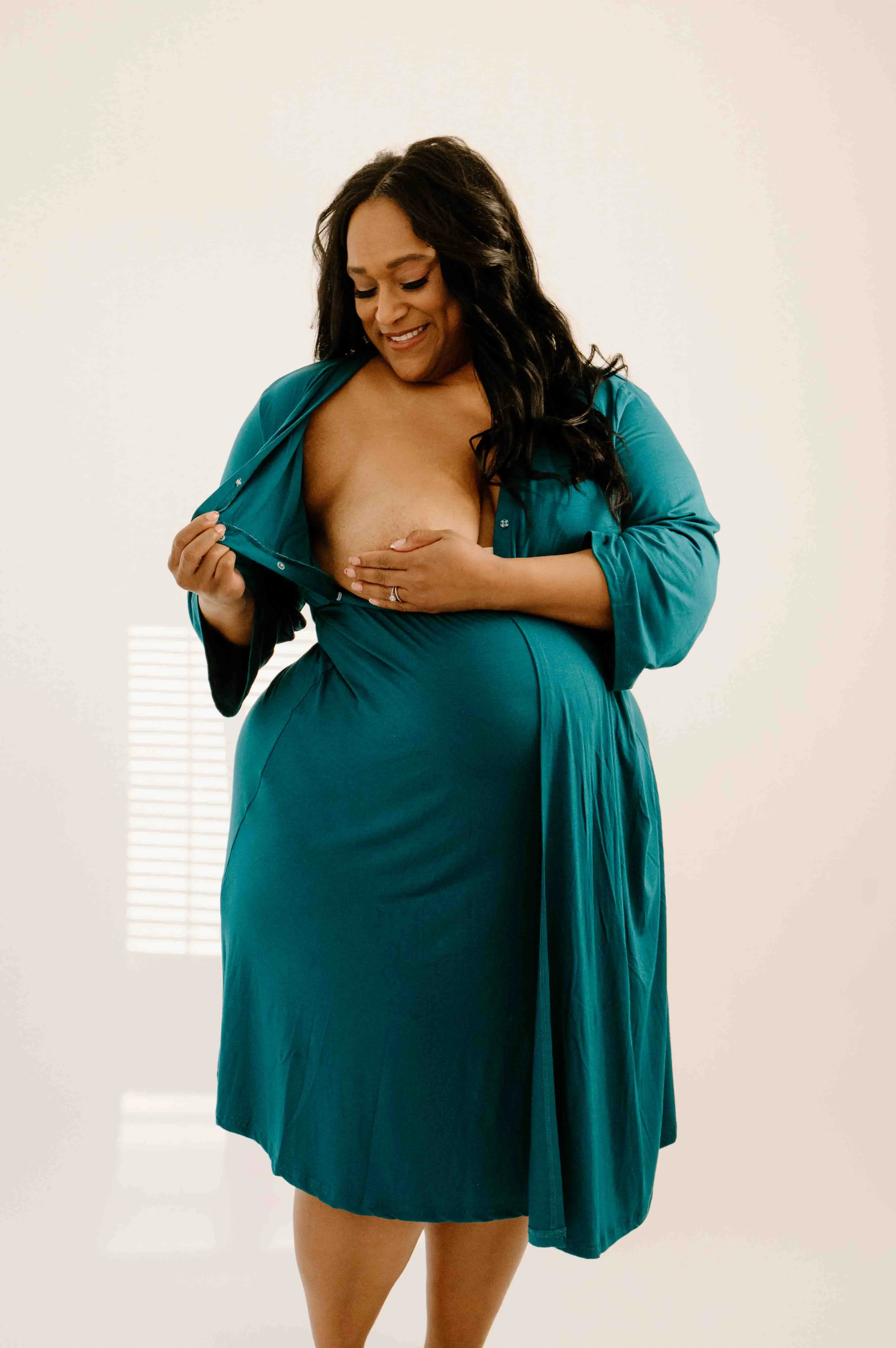 Lila Labor & Postpartum Gown in Deep Teal