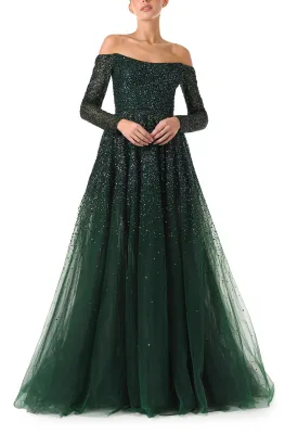 Off The Shoulder Embroidered Ball Gown