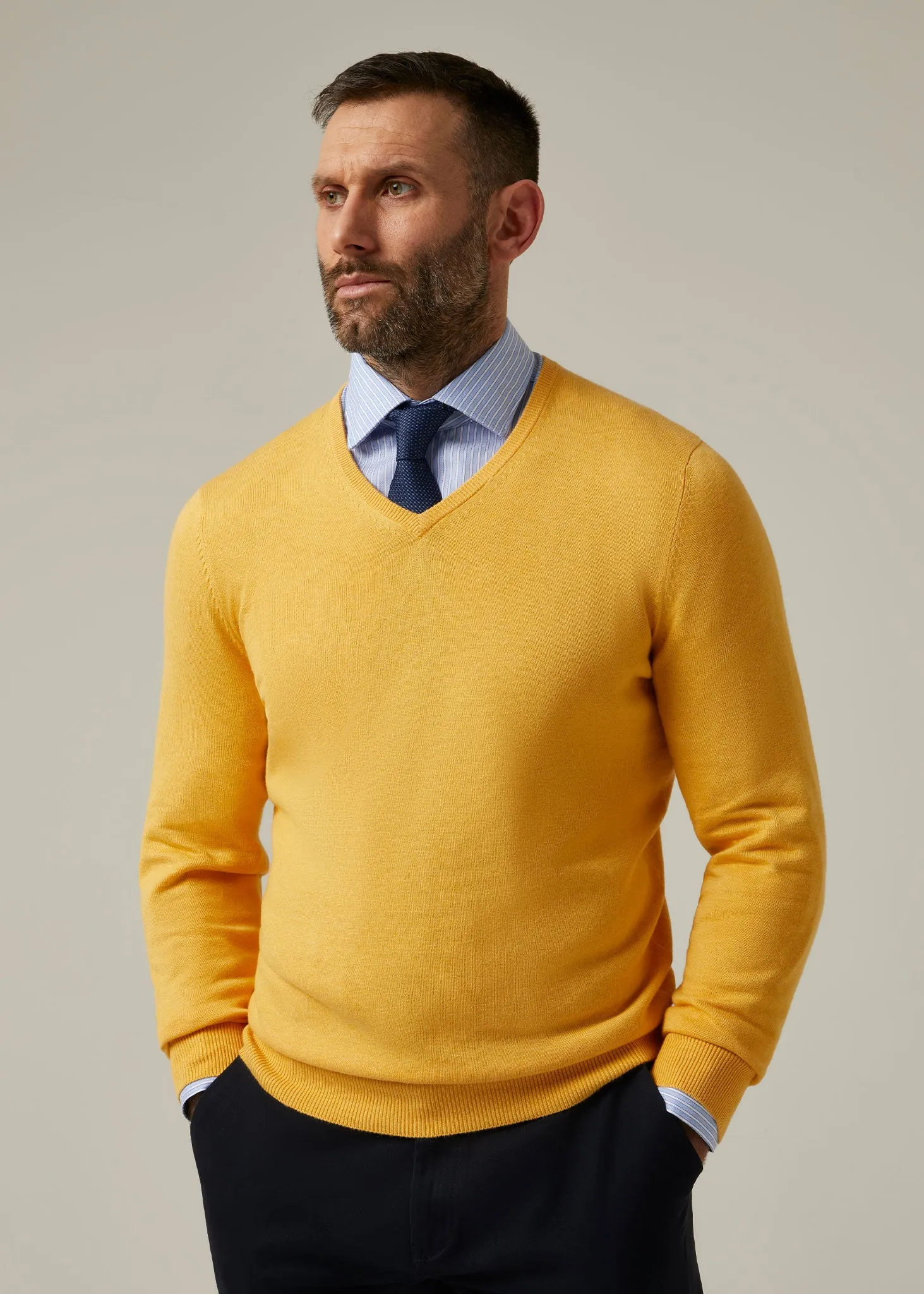 Rothwell Cotton Cashmere Jumper In Maize