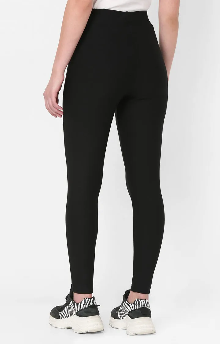 Spykar Women Black Cotton Skinny Fit Mid Rise Jeggings