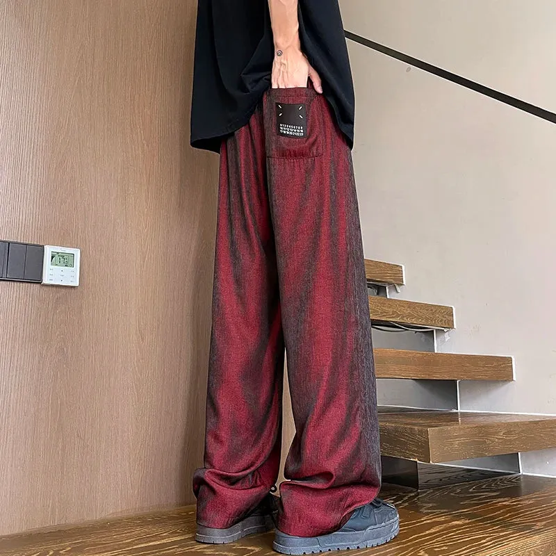 Wiaofellas  -  Wide Pants Ice Silk Pants Slacks Trousers for Men High Quality Brands Harajuku Man Baggy New Straight Men's Clothing