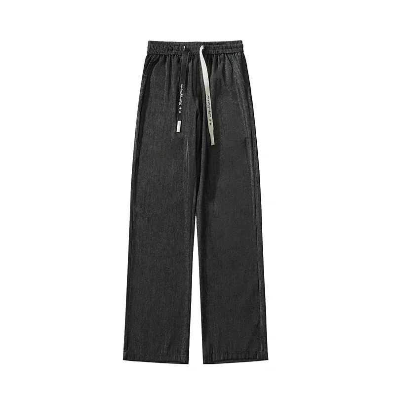 Wiaofellas  -  Wide Pants Ice Silk Pants Slacks Trousers for Men High Quality Brands Harajuku Man Baggy New Straight Men's Clothing