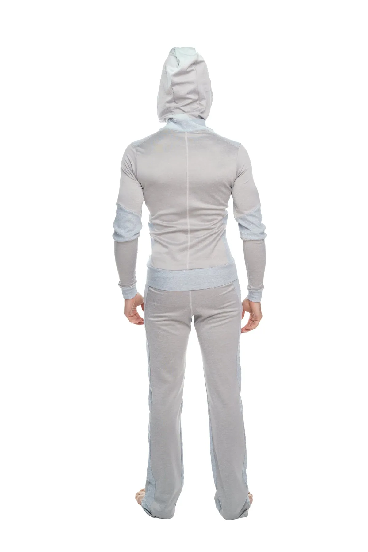 **Winter Collection** Mid-Weight LUXURY-Performance Fleece Form-fit Crossover Yoga Track Hoodie (Stainless Steel Grey)