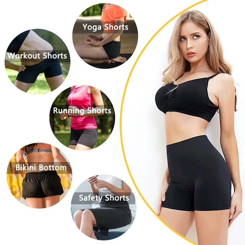 Women's Safety Slip Shorts Under Skirt Seamless Anti Chafing Boxer High Waist Boyshorts Anti-emptied Panties Yoga Short Pants